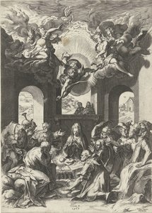 Adoração dos pastores de Cornelis Cort