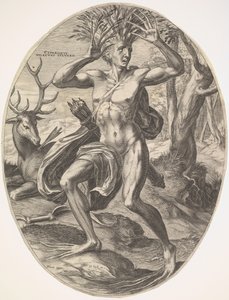 Cyparissus do conjunto Os Deuses Rurais, 1565. de Cornelis Cort