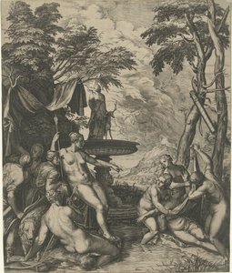 Diana descobre a gravidez de Callisto . de Cornelis Cort