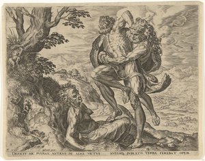 Hércules luta com Antaeus
Obras de Hércules (título da série) de Cornelis Cort