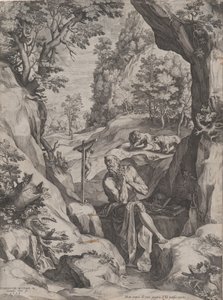 São Jerônimo Penitente no Deserto, 1573. de Cornelis Cort