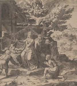 A Adoração dos Pastores, 1569. de Cornelis Cort