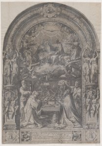 A Coroação da Virgem com São Lourenço, São Paulo, São Pedro e São Sisto, 1576. de Cornelis Cort