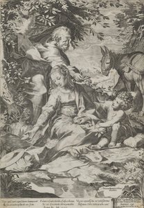 O descanso no retorno do Egito, 1575. de Cornelis Cort