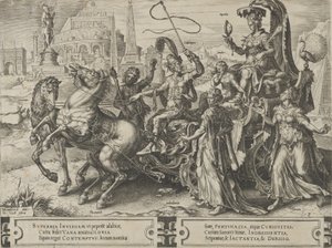 O Triunfo do Orgulho, de O Ciclo das Vicissitudes dos Assuntos Humanos, placa 3, 1564. de Cornelis Cort