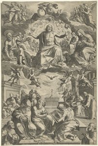 Contenção entre os Padres da Igreja sobre o santo sacramento de Cornelis Cort