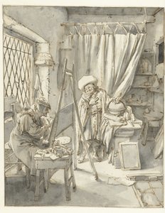 Um artista com um modelo em seu estúdio Pintor com um modelo em seu estúdio