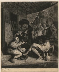 Um homem oferece tabaco a outro de Cornelis Dusart