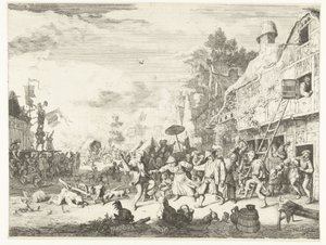 Feira da vila grande de Cornelis Dusart