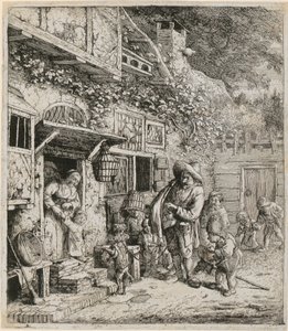Tocador de lira com o seu cão dançante de Cornelis Dusart