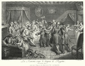 La Rancune corta o chapéu de Ragotin (gravura) de Cornelis Engelbrechtsen