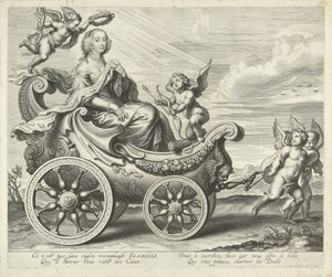 Clara Isabella de Ligne-Arenberg (?) numa carruagem triunfante de Cornelis Galle (I)