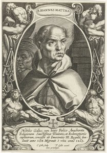 H. João de Matha
B. Ioannes Mattha (título sobre o objecto)
Fundadores de ordens religiosas (título da série) de Cornelis Galle (I)