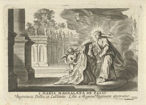 Maria dá um ramo de lírio a Santa Maria Madalena de Pazzi de Cornelis Galle (I)