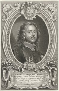 Retrato de Johann Theodor Caspars
Celeberrimi ad pacificandum Christiani nominis orbem legati Monasterium et Osnabrugas (...) (título da série) de Cornelis Galle (II)