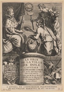 Página de título para Jean Boyvin, O cerco da cidade de Dole de Cornelis Galle I after Erasmus Quellinus II after Sir Peter Paul Rubens