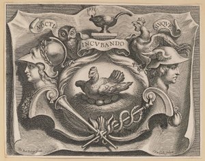 Vinheta para a página de título de Martin Bonacina, Opera Omnia de Cornelis Galle I after Sir Peter Paul Rubens