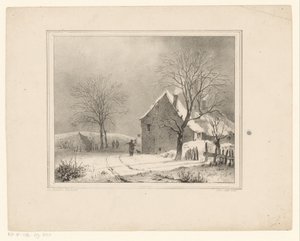 Casas em uma paisagem de neve