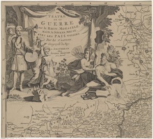 Mapa da região leste e sul de Bruxelas e do condado de Namur (página superior esquerda)
Carte de la Meuse ou Téâtre de la Guerre sur le Rhein, Moessele, Mayn, le Necker, Meuse avec les pais voisins (título sobre o objecto) de Cornelis Huyberts