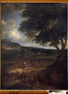 "Retorno de Jacó à Terra de Canaã com suas esposas e filhos" (retorno de Jacó) Pintura de Constantinus Cornelis Huysmans (1648-1727) Museu de Arte do Estado, Tula, Rússia
