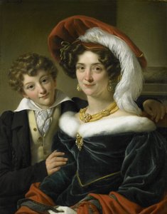 Rudolphina Wilhelmina Elizabeth de Sturler (1798-1873), segunda Esposa do Conde Johannes van den Bosch, com o seu Filho Richard Leeuwenhart de Cornelis Kruseman (attributed to workshop of)