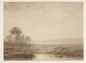 Paisagem com pedras pela água