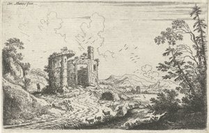 Paisagem com um pastor de cabras de Cornelis Matthieu