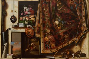 Trompe loeil. Um gabinete no estúdio dos artistas, 1671