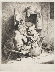 Um homem acariciando a jovem anfitriã de Cornelis Pietersz. Bega