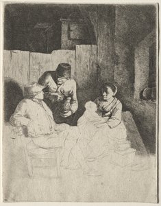A mãe sentada em uma pousada, em meados do século XVII. de Cornelis Pietersz Bega