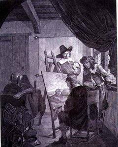 O patrono e o pintor, depois de uma pintura do século XVII de Cornelis Bega, século XVIII
