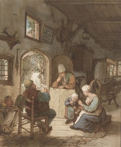 Leitor de jornais no interior de Cornelis Ploos van Amstel (signed by artist)