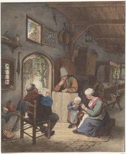 Leitor de jornal no interior de Cornelis Ploos van Amstel
