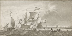 Navio de guerra no IJ de Cornelis Ploos van Amstel
