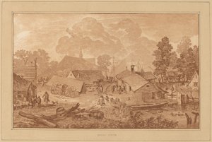 Aldeia com Lagoa de Cornelis Ploos van Amstel