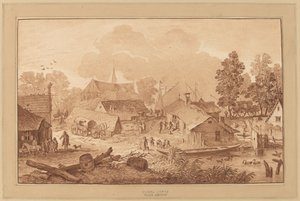 Aldeia com Lagoa de Cornelis Ploos van Amstel