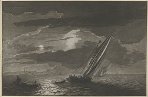 Seascape com lua cheia de Cornelis Ploos van Amstel