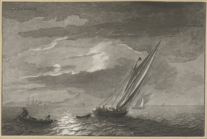 Seascape com lua cheia de Cornelis Ploos van Amstel