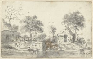 Casa de campo à beira-mar com celeiro de Cornelis Saftleven