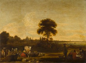 Paisagem com pastores e gado de Cornelis Saftleven