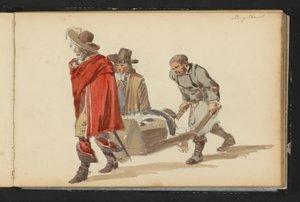 Grupo de figuras com trajes do século XVII de Cornelis Springer