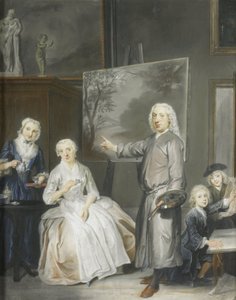 O pintor de paisagens Dirk Dalens III (1688-1753) com sua segunda esposa Maria Schaack (falecido em 1766) e os filhos Anna (nascido em 1725), Willem (1737-60) e Jacobus (1741-63) de Cornelis Troost