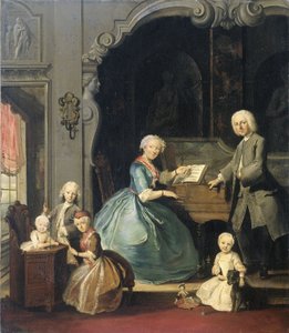 Grupo familiar perto de um cravo, 1739 de Cornelis Troost
