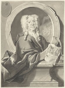 Retrato de Jacob Campo Weyerman em medalhão de Cornelis Troost