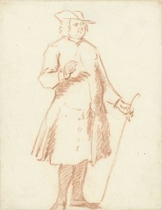 Homem de pé com bengala na mão esquerda de Cornelis Troost
