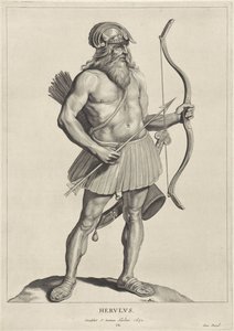 heruliano Herulus (título no objeto) Oude hier woonachtige volken (título da série) Peplus ou os godos, os vândalos, os suevos, os hérulos, os gépidas, os marcomanos e os antigos quádruplos Imagens dos monumentos antigos e do museu de Marcus Zuerius Boxhor