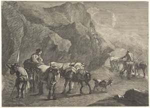 Paisagem rochosa com pastores de Cornelis Visscher (II)