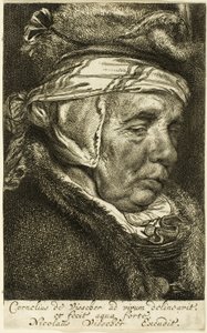 Cabeça de uma mulher idosa (o chamado retrato da mãe de Visscher) de Cornelis Visscher