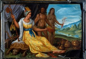 Quatro partes do mundo: América. Pintura de Cornelis De Baellieur (1607-1671), escola flamenga