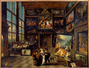 Vista interior de uma galeria de pinturas e obras de arte Pintura de Cornelis de Baellieur (1607-1671) 1637 Sol. 0,99x1,23 m